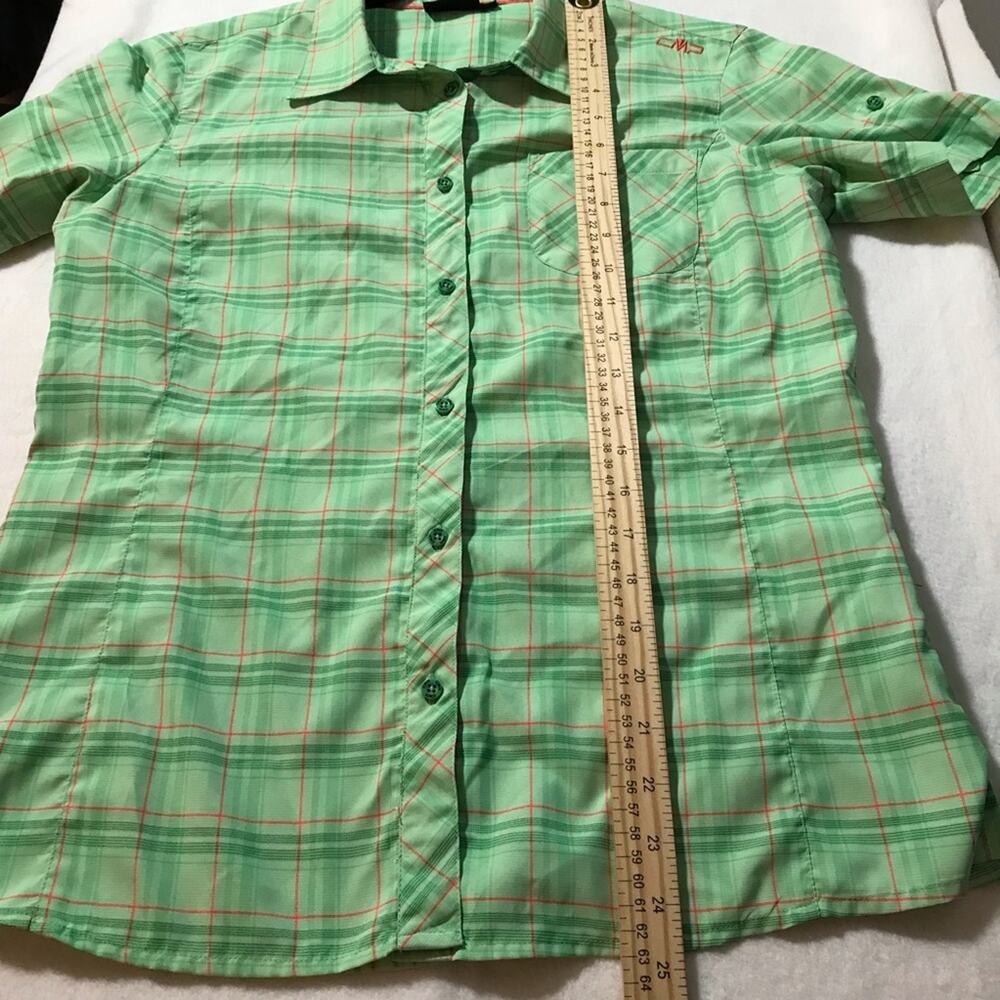 Cmp Dry Function Short Sleeve Button Up Green Pla… - image 5